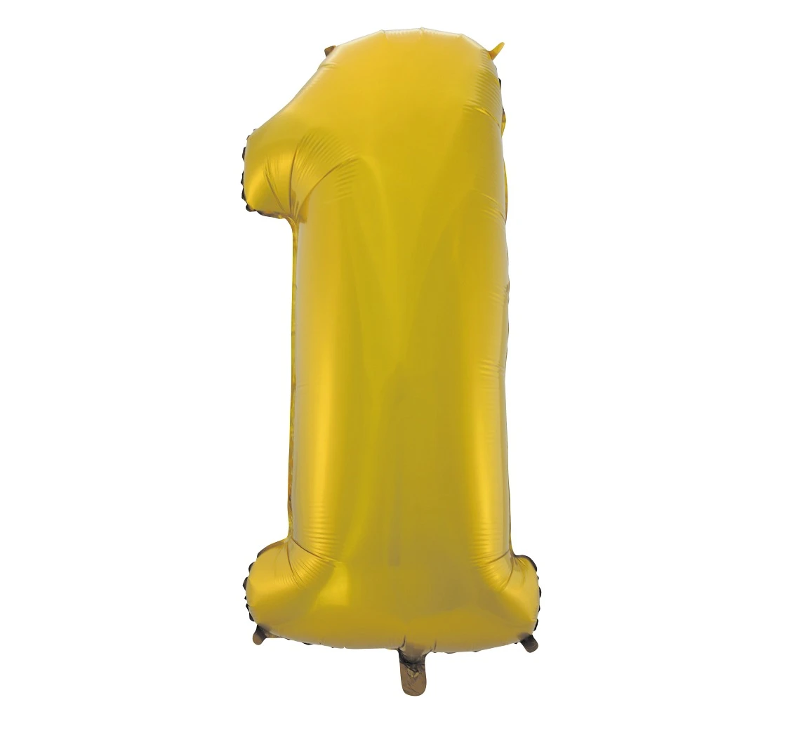 Foil balloon No 1, gold matt, 92 cm EOL