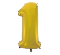 Foil balloon No 1, gold matt, 92 cm EOL