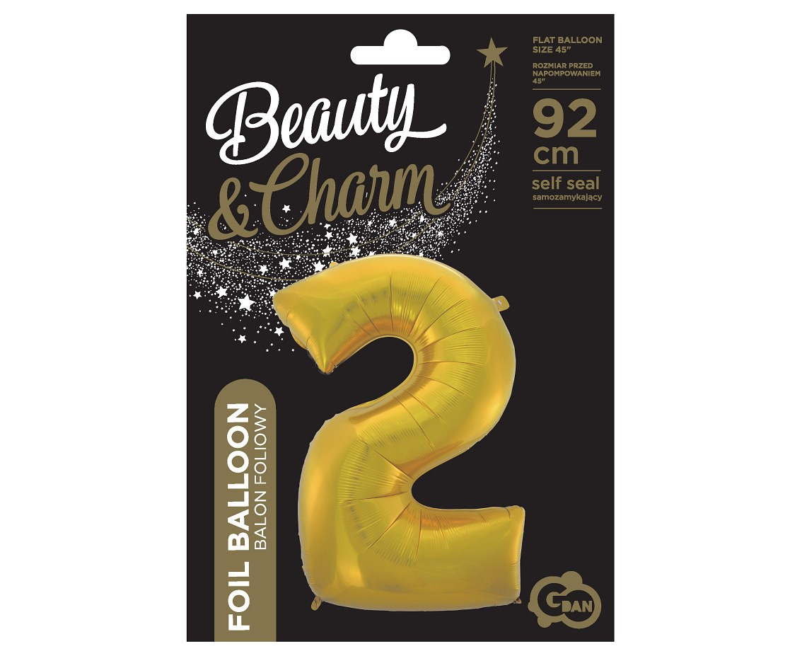 Foil balloon No 2, gold matt, 92 cm EOL
