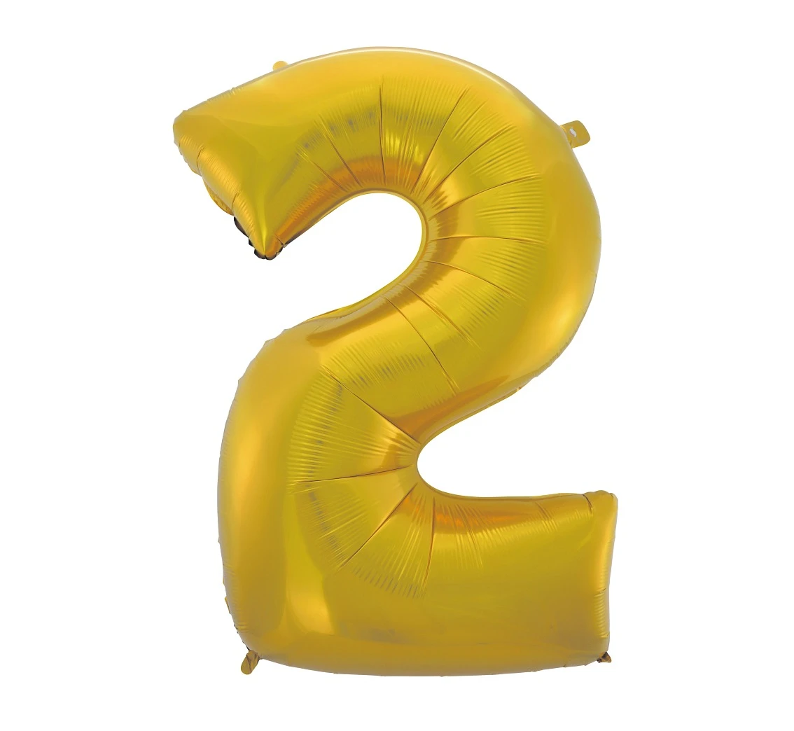 Foil balloon No 2, gold matt, 92 cm EOL