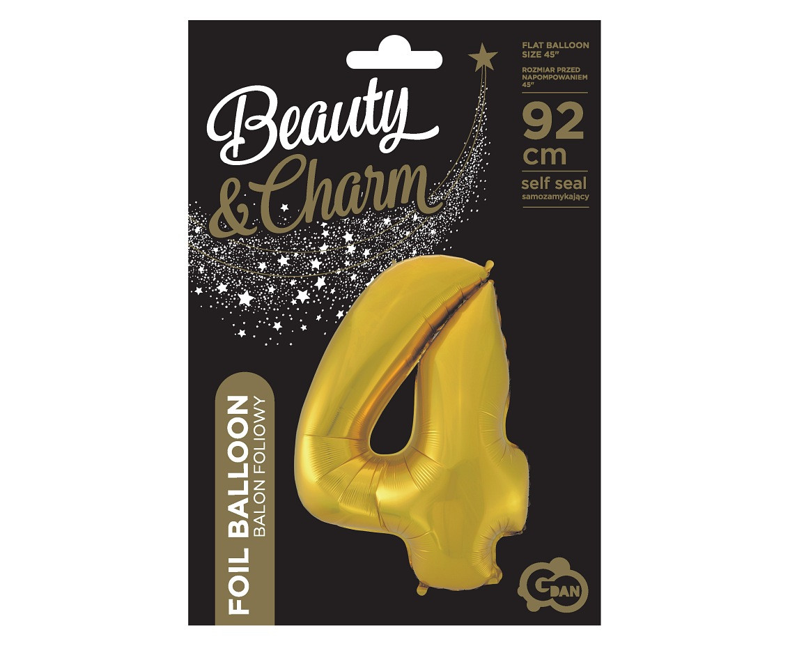 Foil balloon No 4, gold matt, 92 cm EOL
