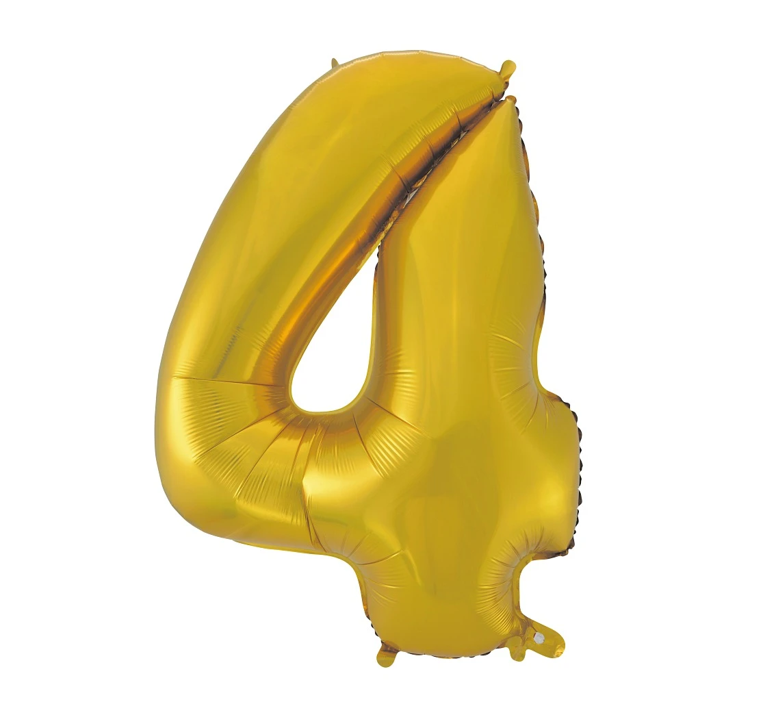 Foil balloon No 4, gold matt, 92 cm EOL