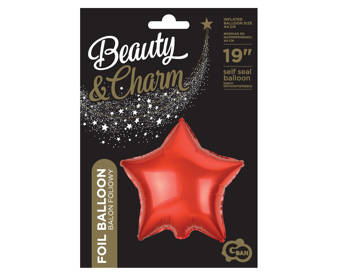 Foil balloon Star, red, 19"