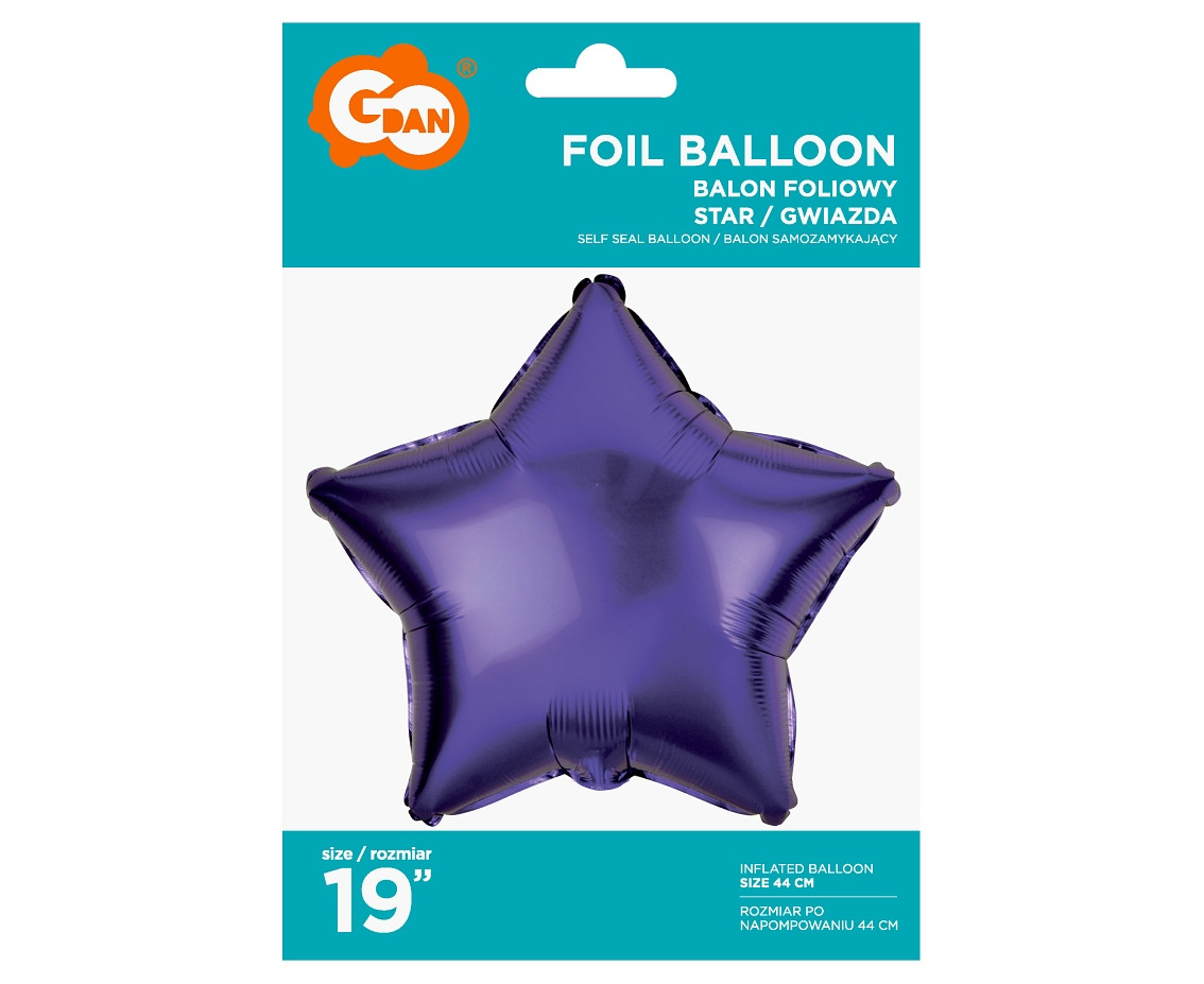 Foil balloon Star, violet, 19" EOL