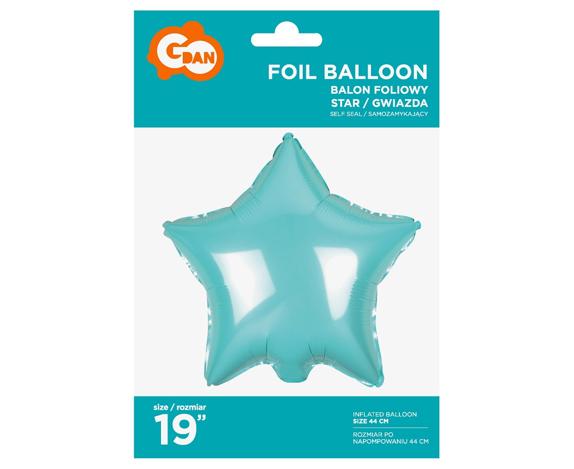 Foil balloon Star, light blue, 19"