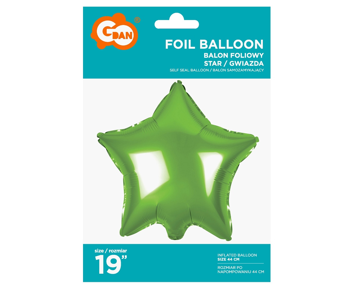 Foil balloon Star, light green, 19" EOL