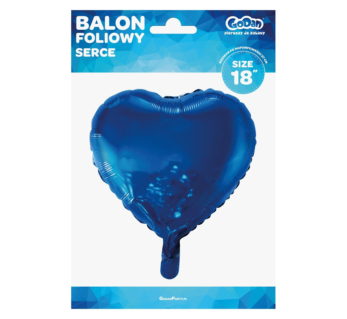 Foil balloon, heart, dark blue, 18"