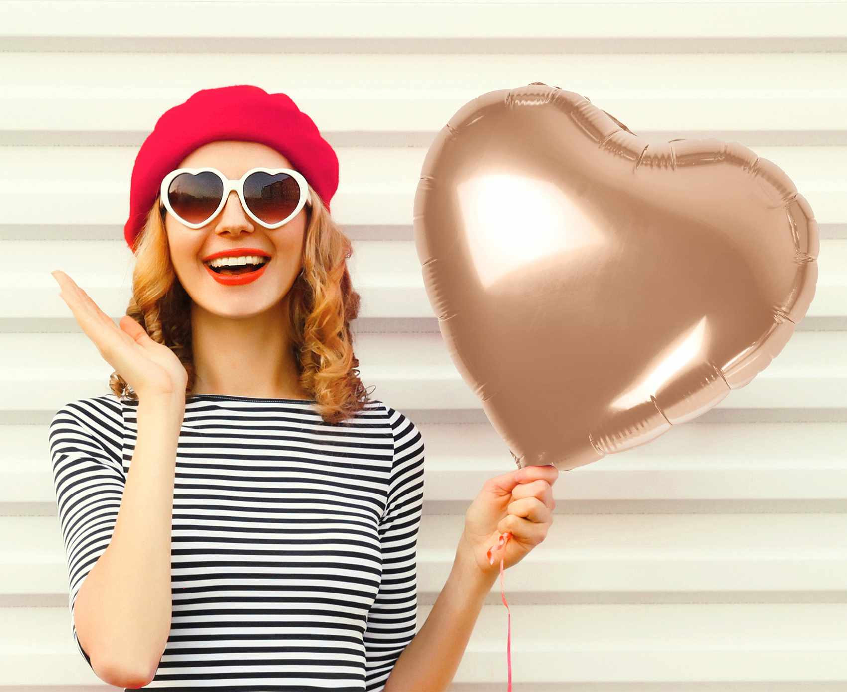 Foil balloon, heart, pink- gold, 18"