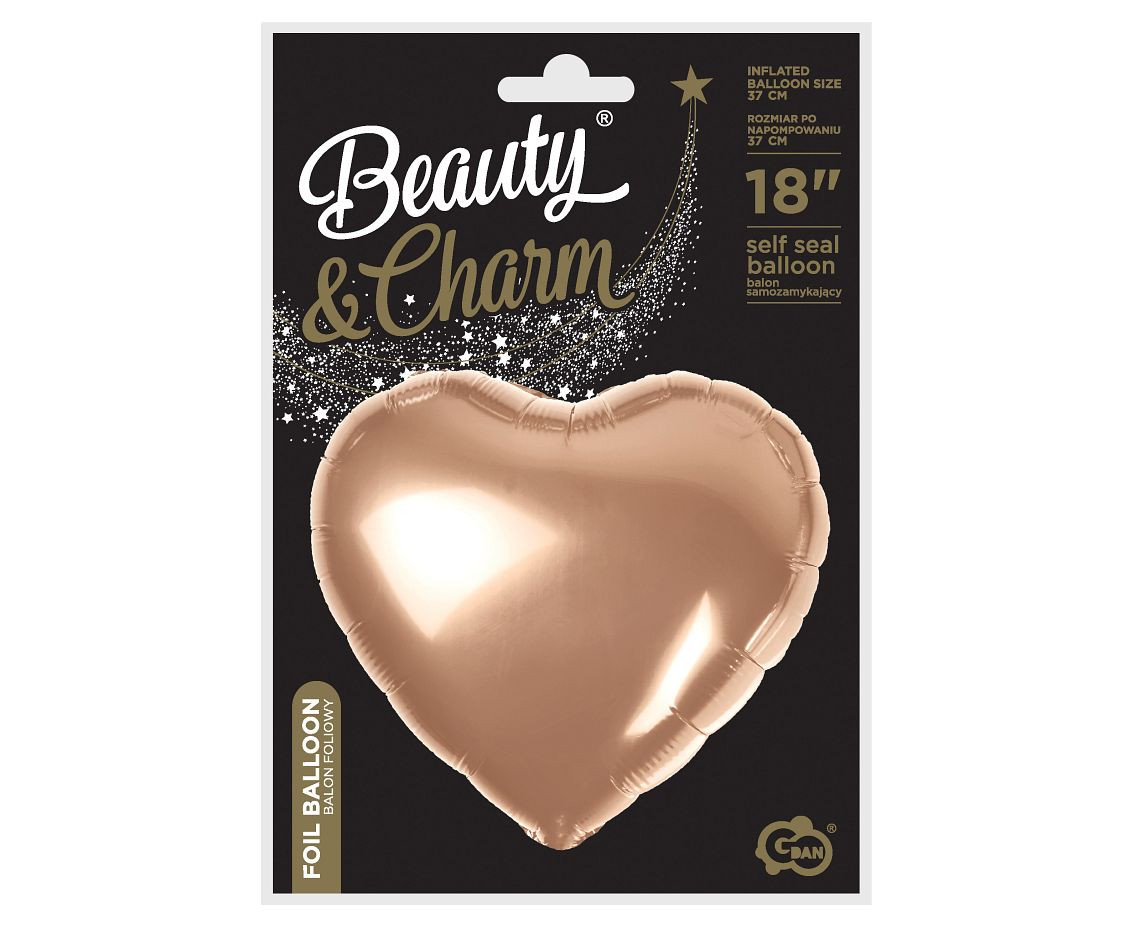 Foil balloon, heart, pink- gold, 18"