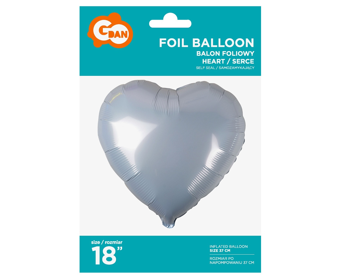 Foil balloon, heart, white, 18"