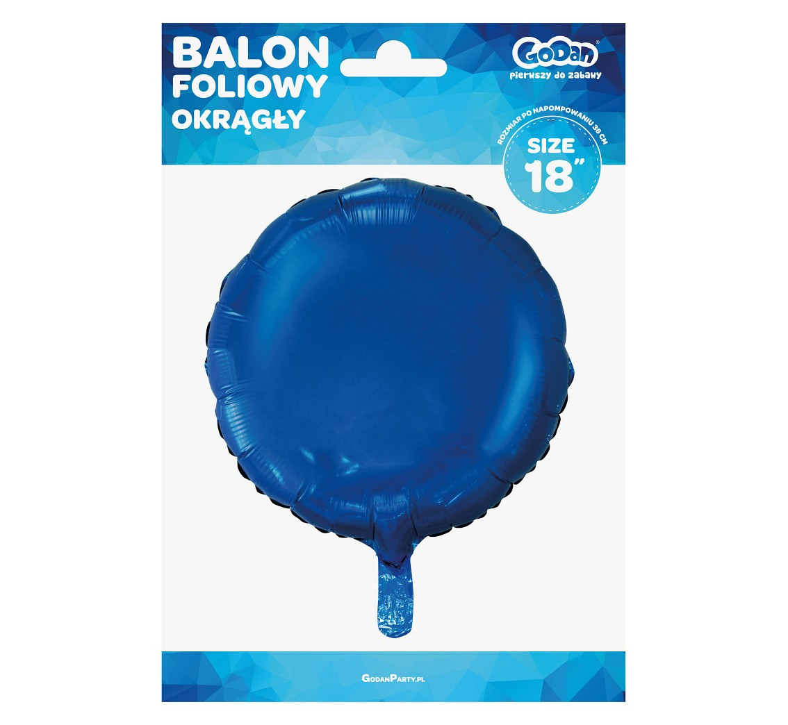 Foil balloon, round, dark blue, 18" EOL