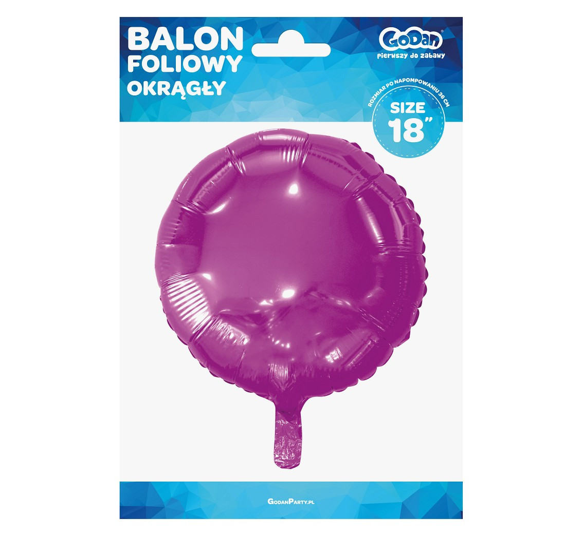 Foil balloon, round, dark pink, 18" EOL