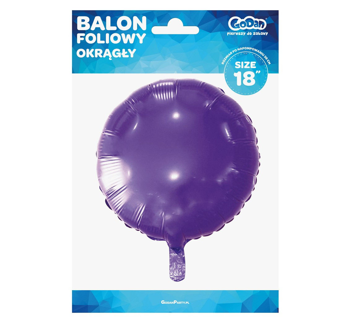 Foil balloon, round, violet, 18" EOL
