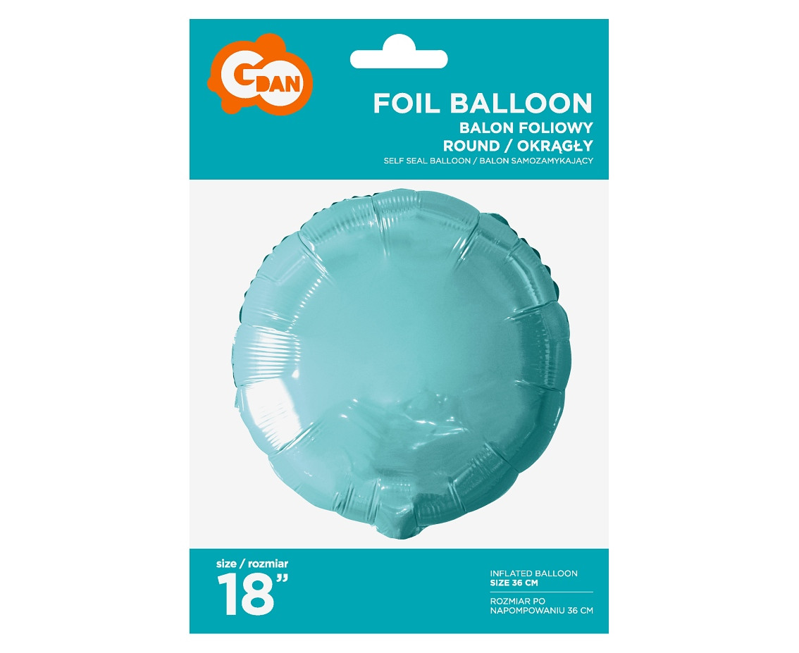 Foil balloon, round, light blue, 18" EOL