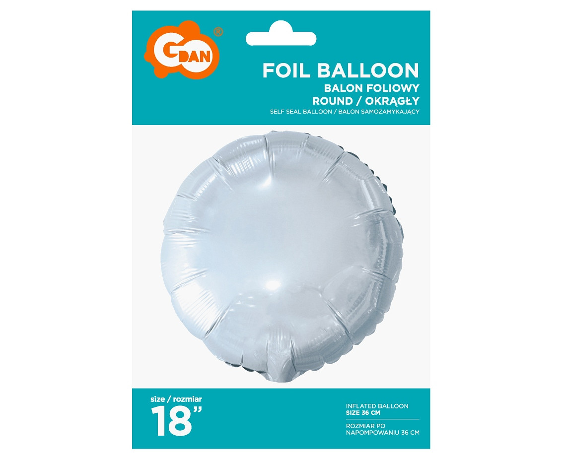 Foil balloon, round, white, 18"