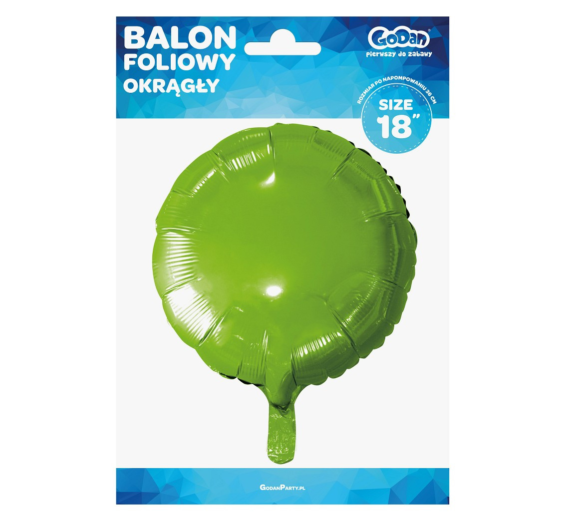 Foil balloon, round, light green, 18" EOL