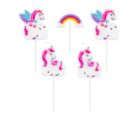 Pick candles Unicorn, total lenght 8 cm, 5 pcs