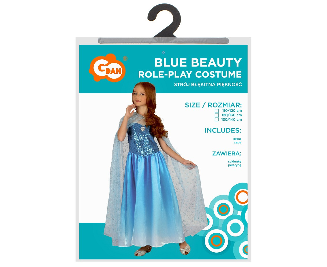 Blue Beauty role-play set (dress, cape), size 110/120