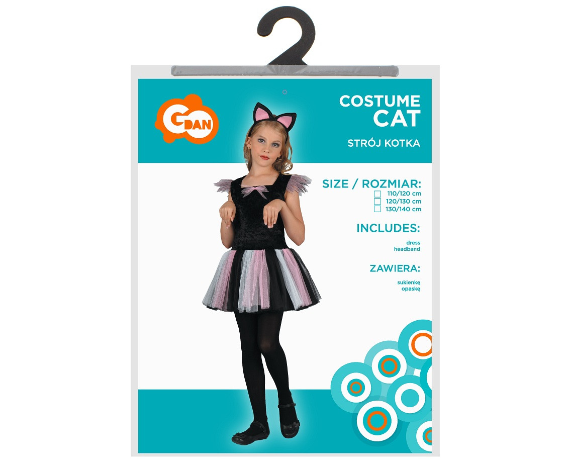 Cat role-play set for kids (dress, headband), size 130/140 cm