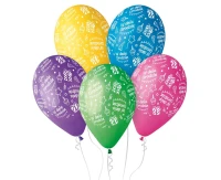 Balloons Gemar 12", pastel premium birthday balloons "w dniu urodzin", multicoloured, 5pcs
