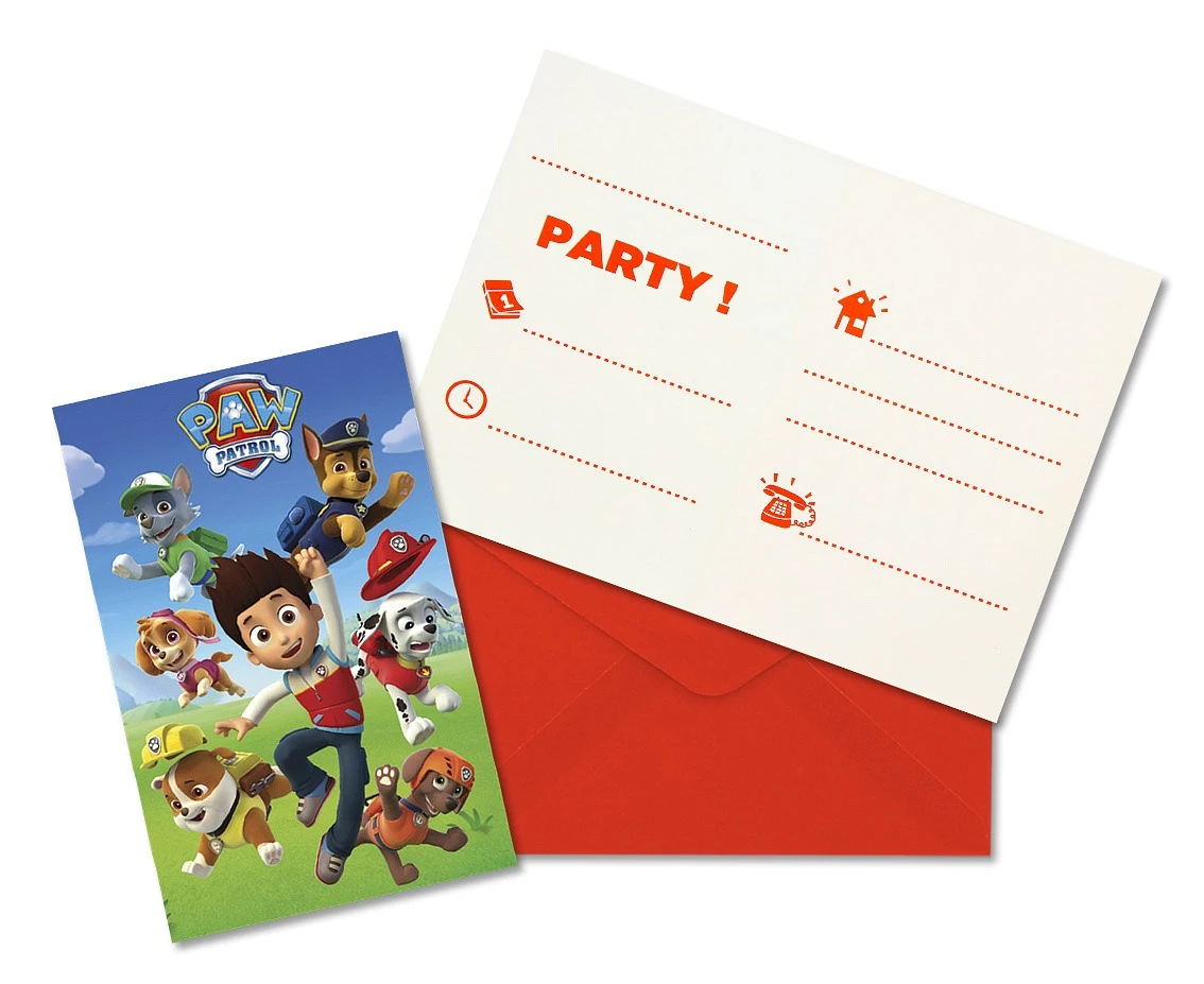 Invitations with envelopes Paw Patrol Ready for Action, 6 Pcs EOL
