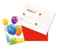 Invitations with envelopes Sparkling Balloons, 6 Pcs