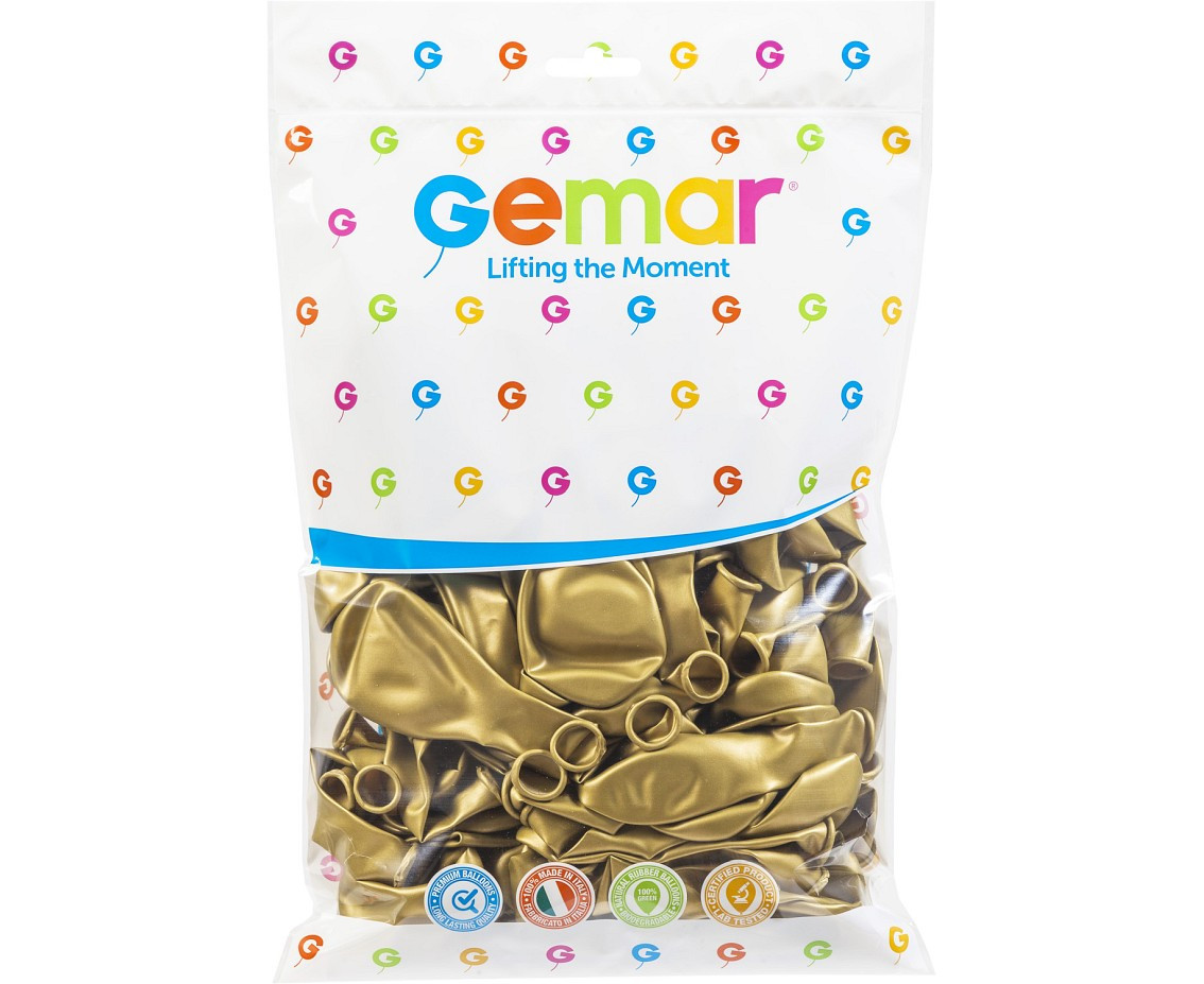 Balloons Gemar 12", metallic gold dorato, 100pcs