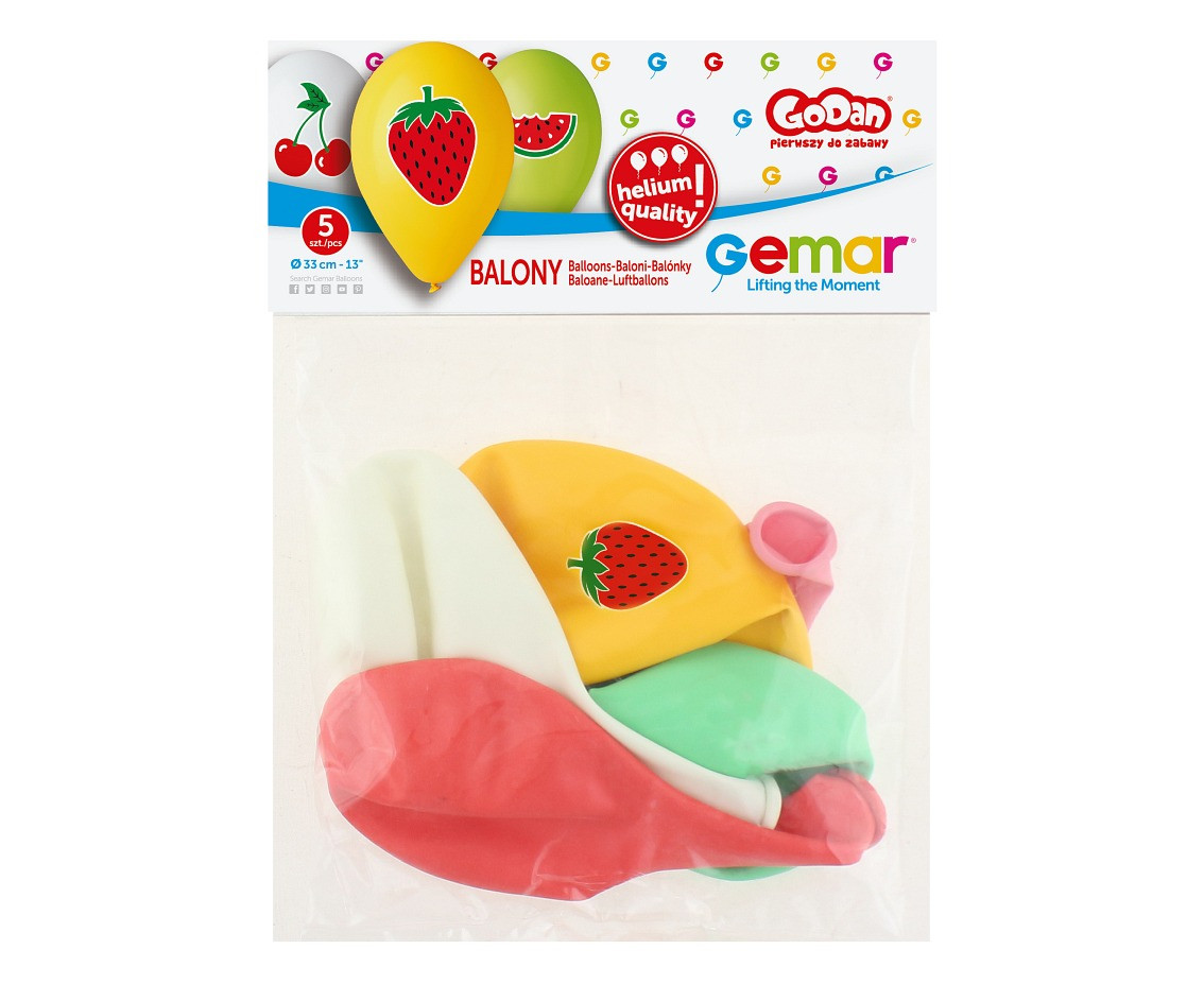 Balloons Gemar 13", pastel premium helium "fruits", 5pcs