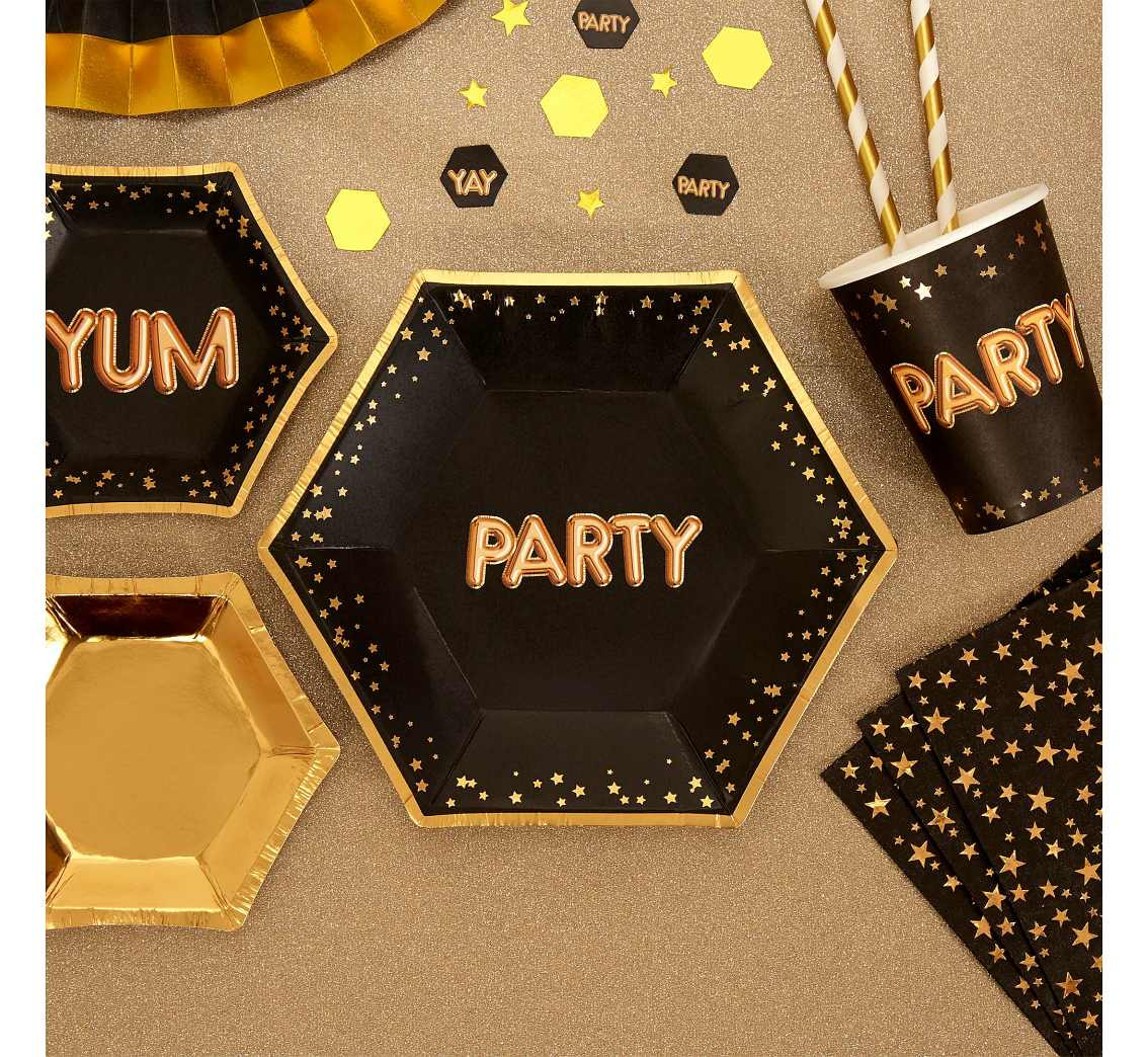 Paper Plates "Glitz & Glamour" ,Gold, 8 items