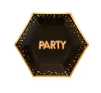 Paper Plates "Glitz & Glamour" ,Gold, 8 items
