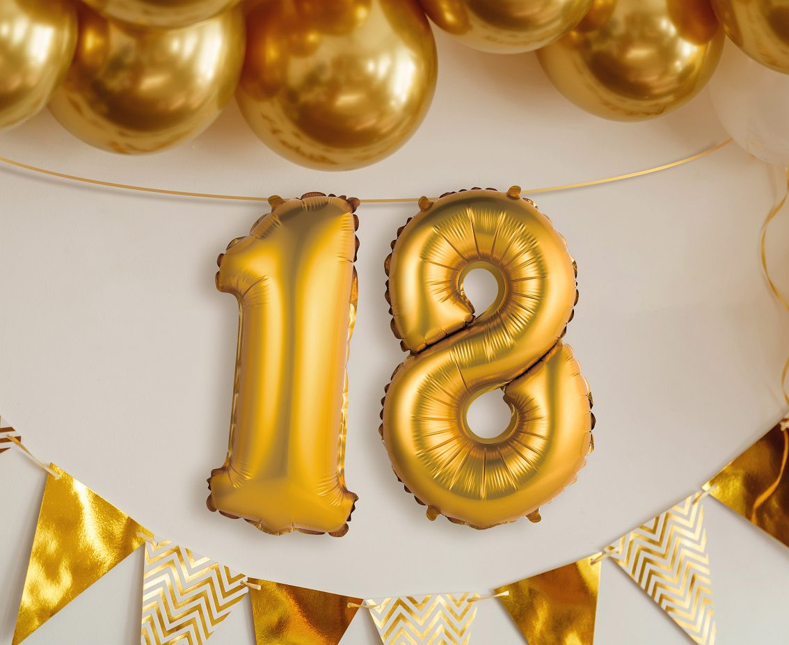 Foil balloon No 1, gold, matt, 35 cm EOL