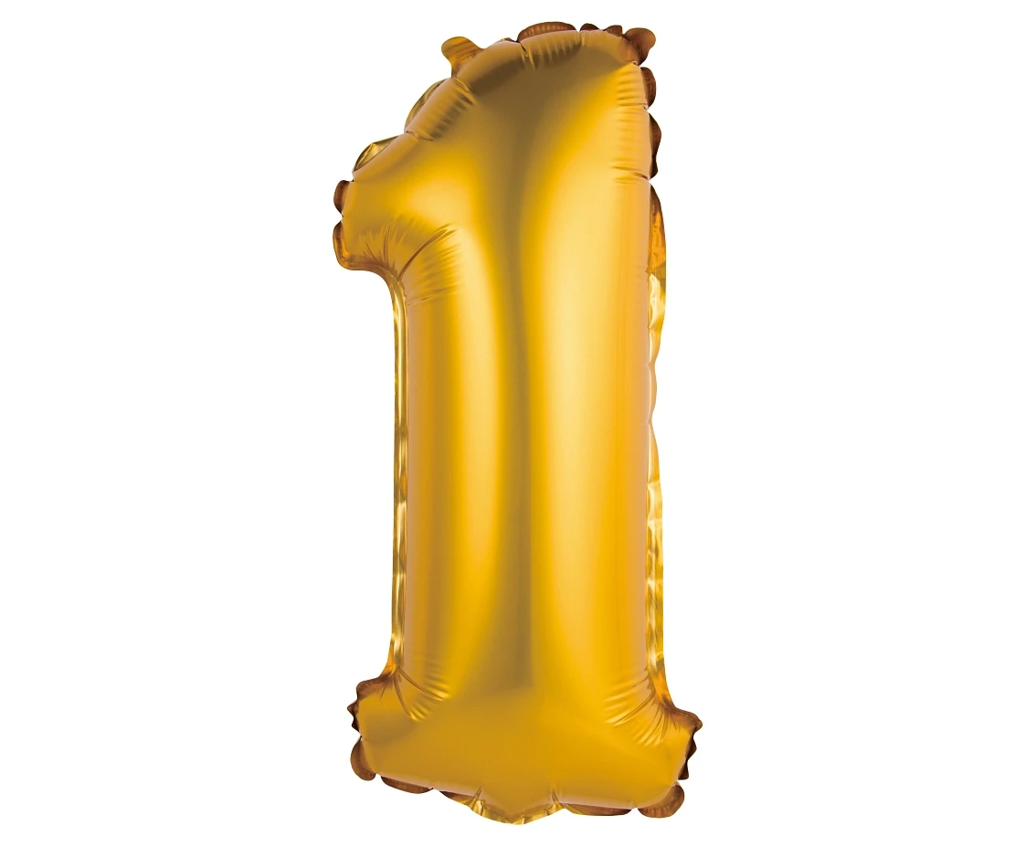 Foil balloon No 1, gold, matt, 35 cm EOL
