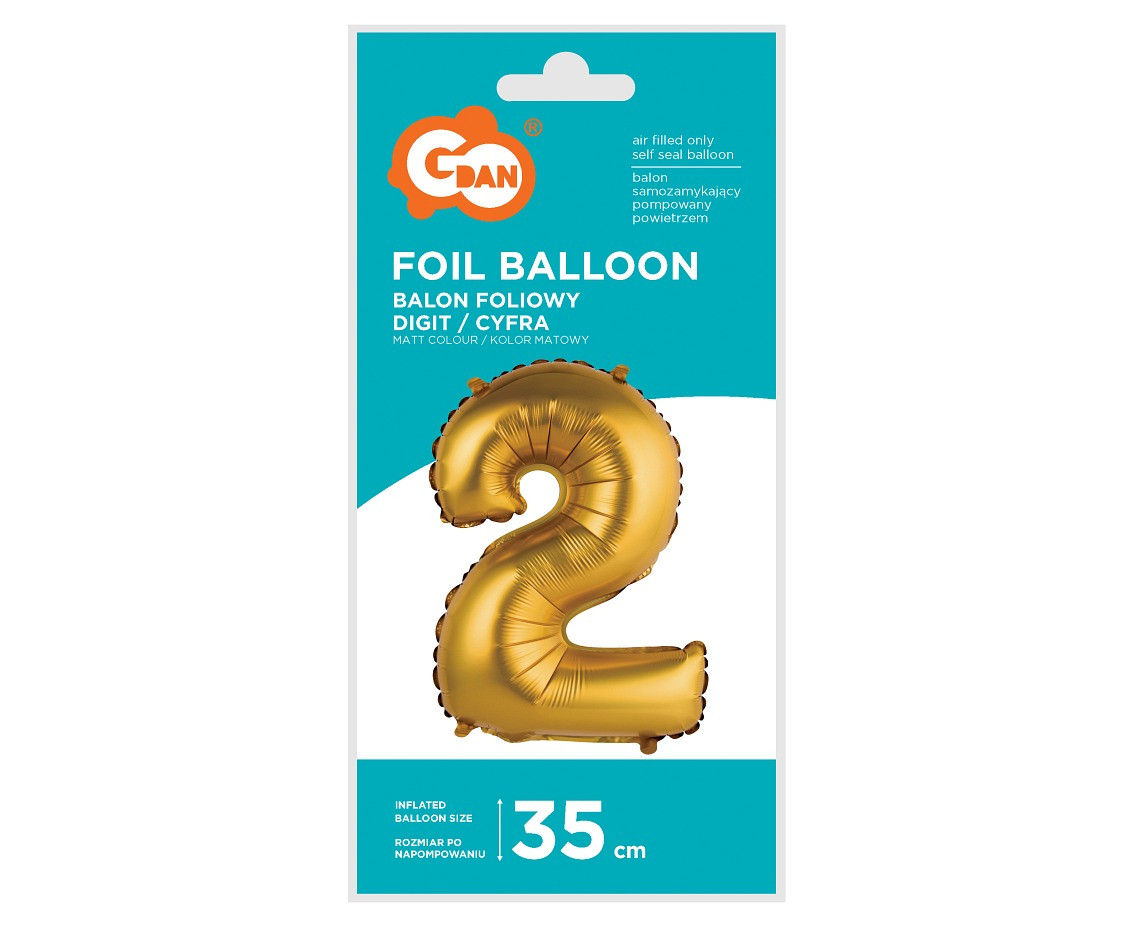 Foil balloons No 2, gold, matt, 35 cm EOL