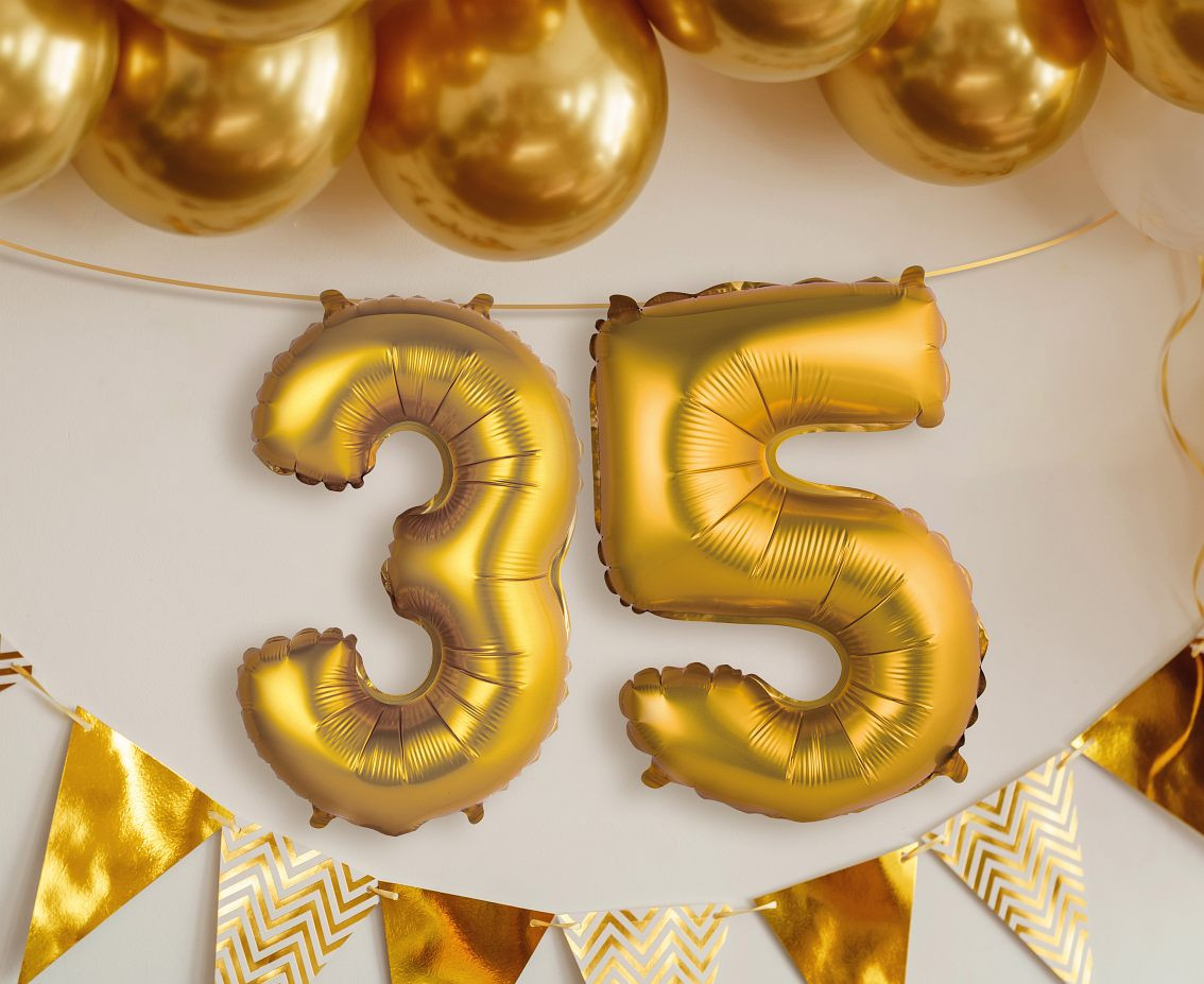 Foil balloon No 3, gold, matt, 35 cm EOL