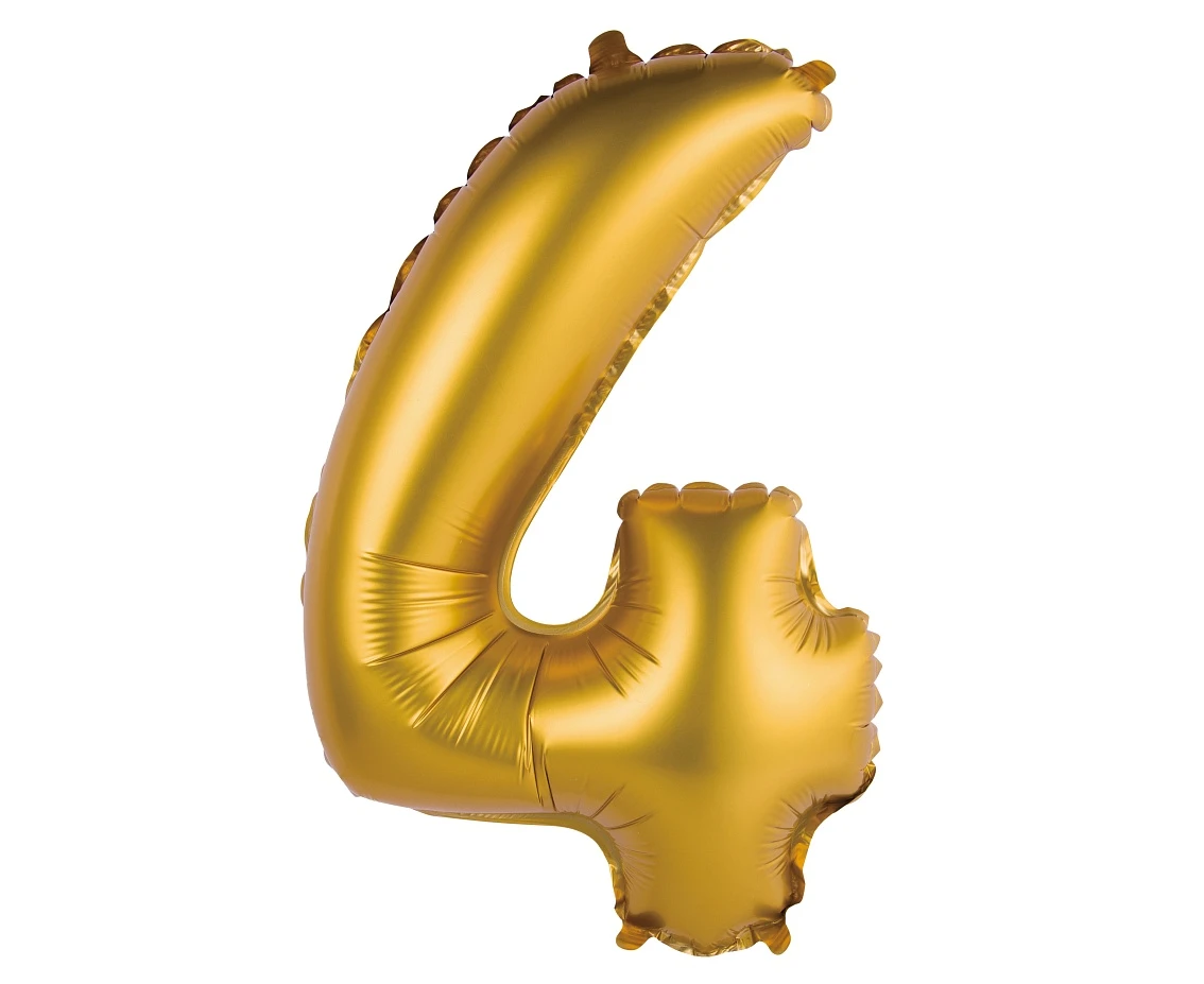 Foil balloon No 4, gold, matt, 35 cm EOL