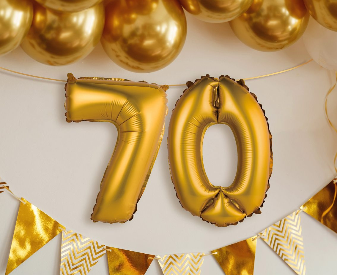 Foil balloon No 7, gold, matt, 35 cm EOL