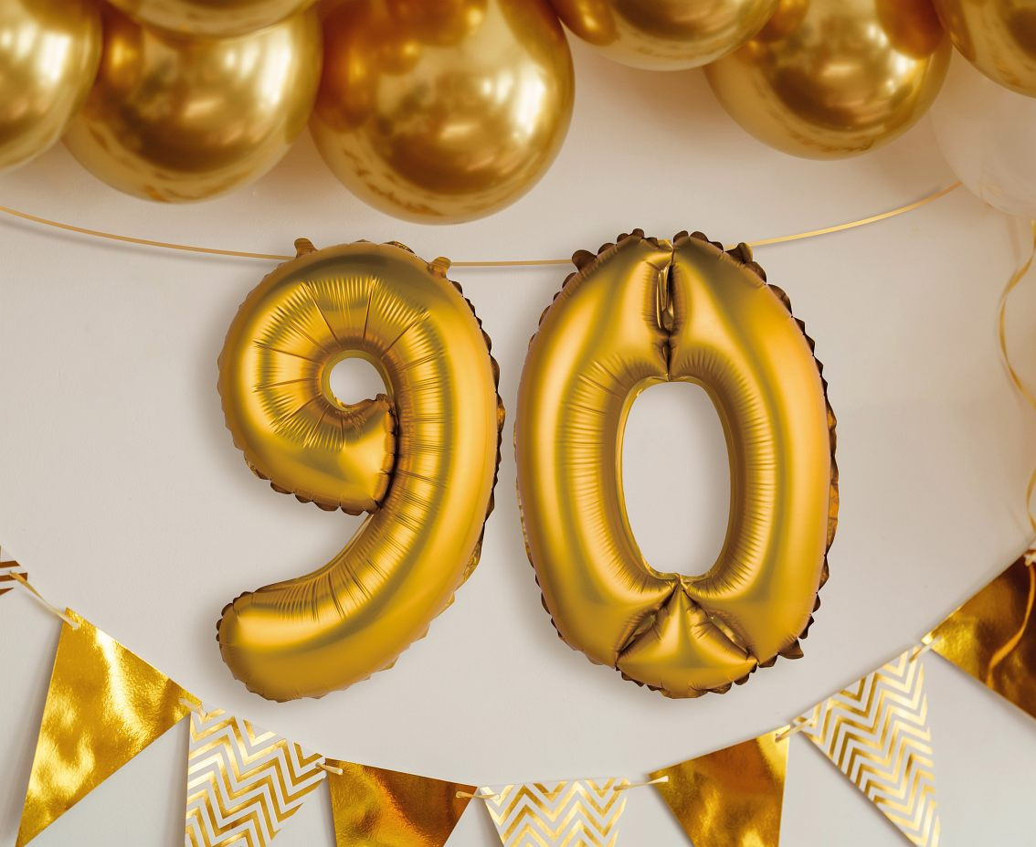 Foil balloon No 9, gold, matt, 35 cm EOL