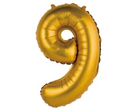 Foil balloon No 9, gold, matt, 35 cm EOL