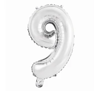 Foil balloon No 9, silver, 35 cm EOL