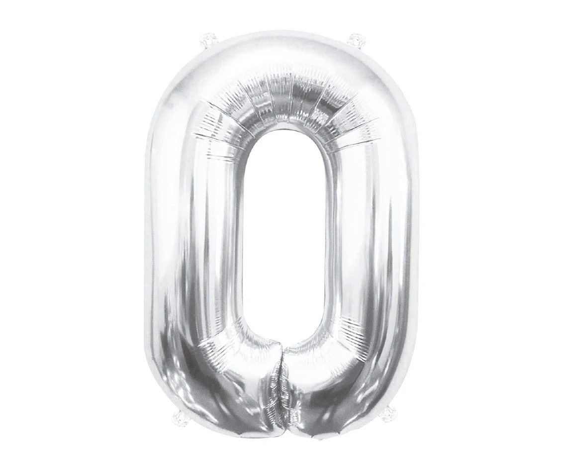 Foil balloon B&C Number 0, silver, 85 cm