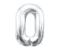 Foil balloon B&C Number 0, silver, 85 cm