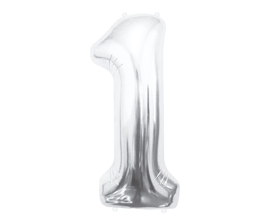 Foil balloon B&C Number 1, silver, 85 cm