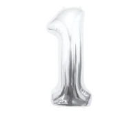 Foil balloon B&C Number 1, silver, 85 cm