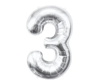 Foil balloon B&C Number 3, silver, 85 cm