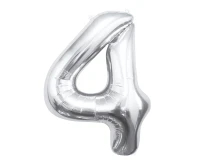 Foil balloon B&C Number 4, silver, 85 cm