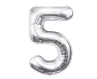 Foil balloon B&C Number 5, silver, 85 cm