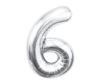 Foil balloon B&C Number 6, silver, 85 cm