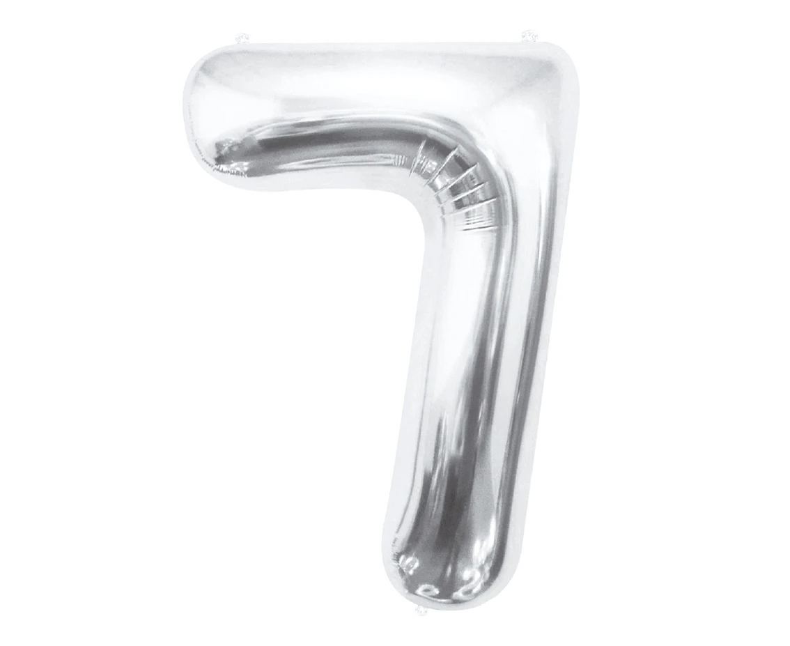 Foil balloon B&C Number 7, silver, 85 cm