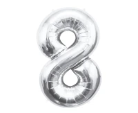Foil balloon B&C Number 8, silver, 85 cm