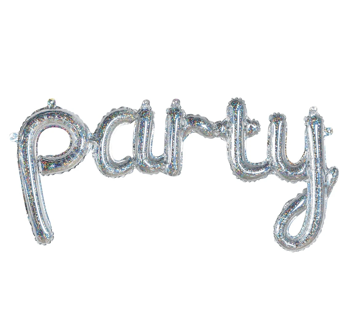 Foil balloon - inscription "Party", holographic, 45" EOL